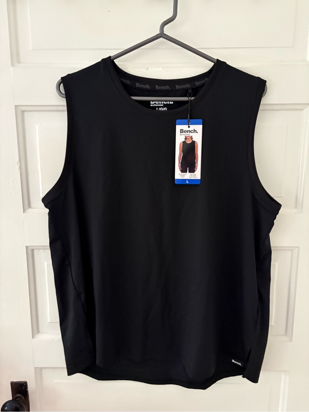 Bench. Black Sleeveless Performance Tank